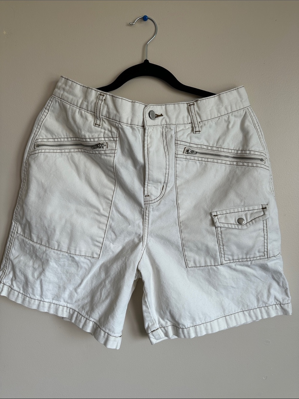 OAK + FORT Cream Cotton Garment with Contrasting Brown Stitching